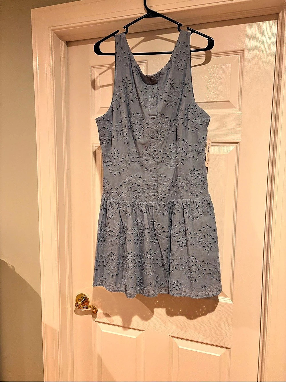 belle vie Eyelet Mini Dress in Blue Size 16 NWT